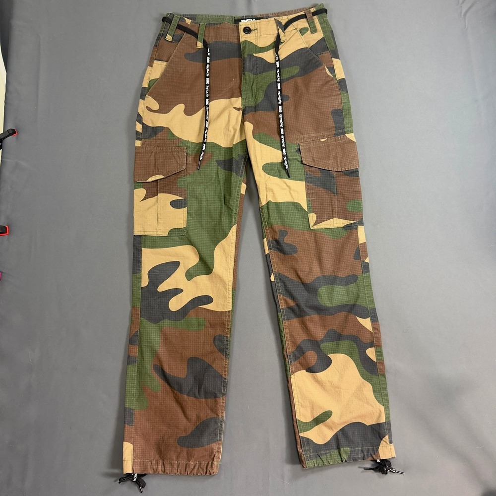 DKG Camouflage Cargo Pants Men's Size 28 Army Green Brown Y2K Camo